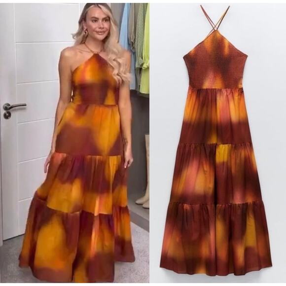 ZARA BLOGGER FAVORITE TIE DYE PRINTED DRESS - Picture 2 of 9